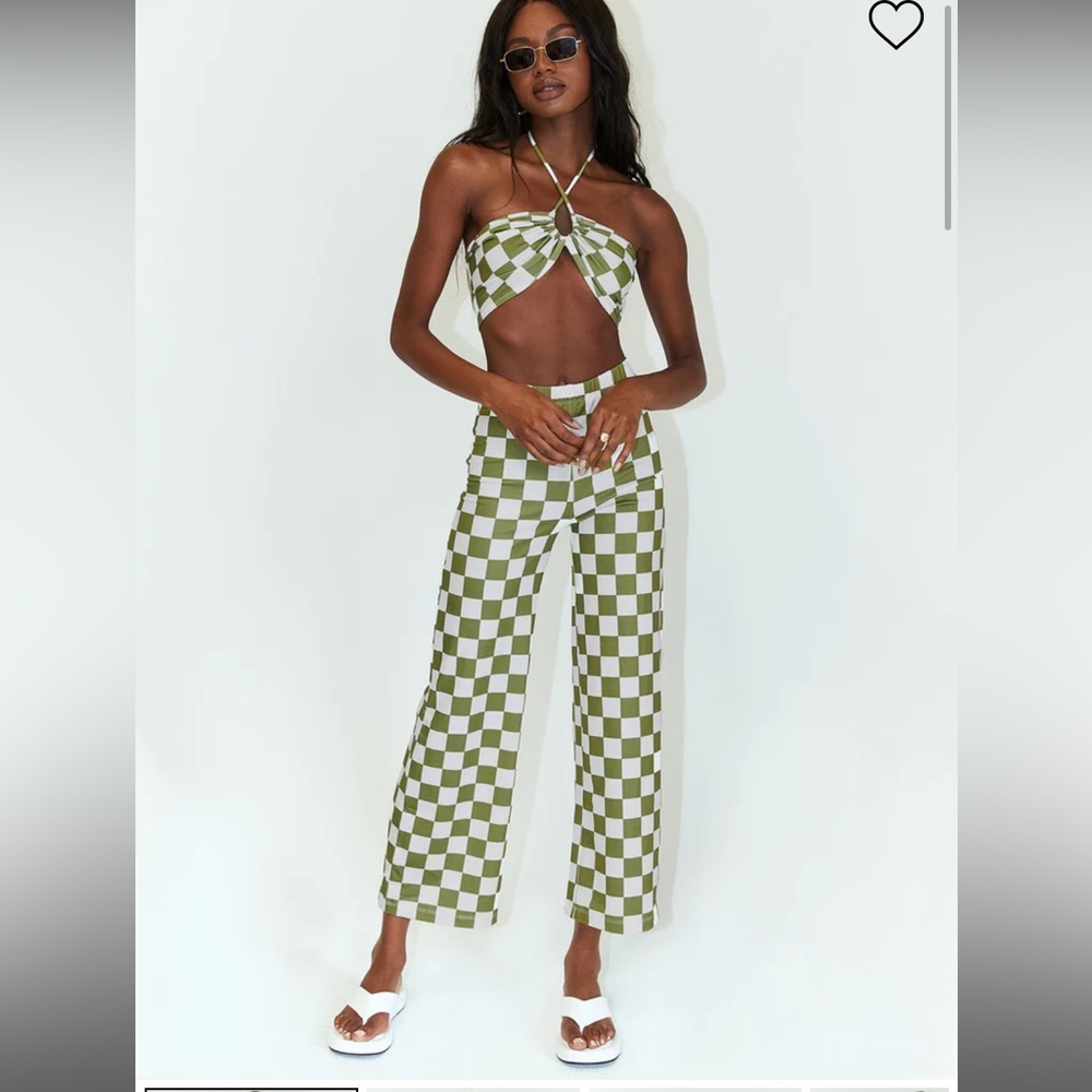 Princess Polly Green Checkered matching Set size 4!